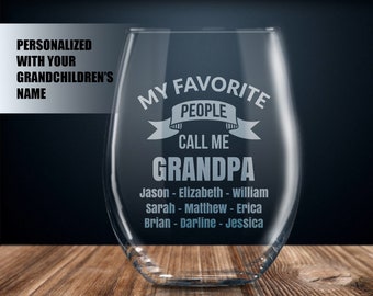 grandpa gift, personalized grandpa gift, gift for grandpa, grandpa wine glass, grandpa gift ideas, grandkids names, father's day