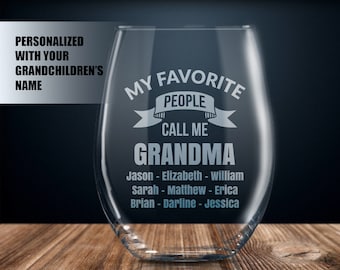 grandma gift, personalized grandma gift, gift for grandma, grandma wine glass, grandma gift ideas, grandkids names, mother's day