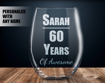 personalized 60th birthday gift, 60th birthday wine glass, 60th birthday gift, 60th birthday party, 60th birthday present, 60 year old