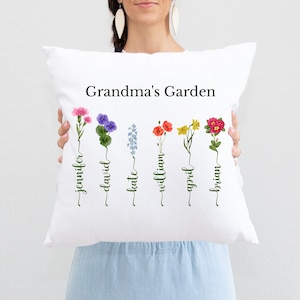 Grandmas garden personalized gift, Personalized Grandma pillow, Gift for grandma, grandma gift From Grandkids, birth flower mothers day gift