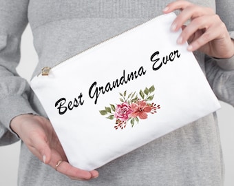 best grandma ever, gift for grandma, personalized makeup bag for grandma, grandma craft bag, grandma tote bag, grandma toiletry pouch