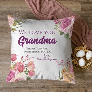 custom gift for grandma, personalized flower grandma pillow, grandma gift, gift for grandma, grandkids names, mother&#39;s day gift