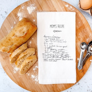 Handwritten Recipe Tea Towel, personalized gift for mom, gift for mom, mom gift, mom tea towel, Handwriting Family Recipe gift