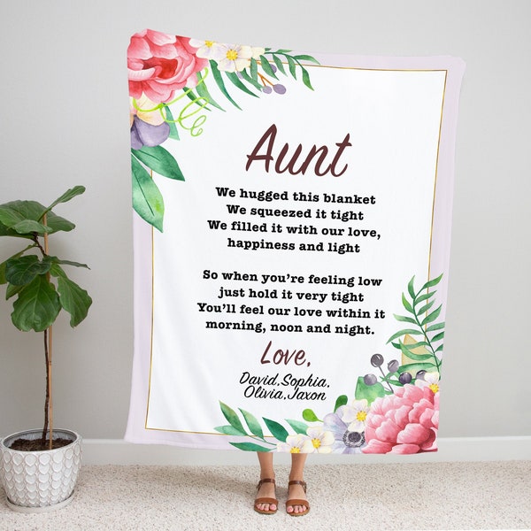 personalized blanket for aunt, aunt gift, aunt blanket, blanket for aunt, aunt blanket personalized, custom grand kids names