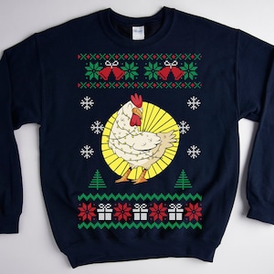 Chicken Christmas sweater, ugly christmas sweater, ugly christmas sweater women, ugly christmas sweater men, funny christmas sweatshirt