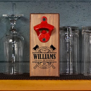 firefighter gift, firefighter gifts, firefighter gift for him, wood firefighter, firefighter birthday, bottle opener firefighter