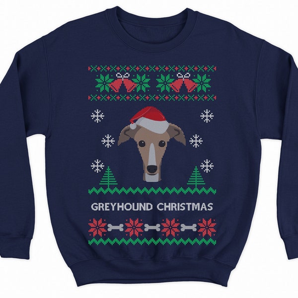 greyhound Christmas sweater, greyhound ugly Christmas sweater, greyhound lover, plus size christmas sweater women men, funny xmas sweatshirt