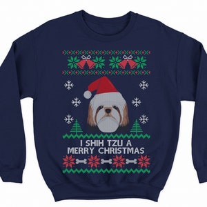 shih tzu Christmas sweater, shih tzu ugly Christmas sweater, shih tzu lover, plus size christmas sweater women, merry christmas sweatshirt