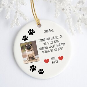 adorno navideño personalizado para papá perro, adorno navideño para perros, carta divertida de perro, adorno para amantes de los perros, adorno personalizado para perros