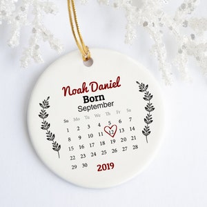 babys first christmas ornament, baby&#39;s first christmas ornament, personalized calender newborn child custom gift