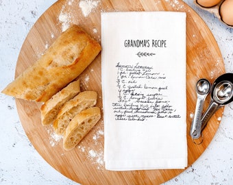 Handwritten Recipe Tea Towel, personalized gift for grandma, gift for grandma, grandma gift, grandma towel Handwriting Family Recipe gift