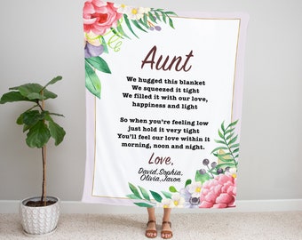 personalized blanket for aunt, aunt gift, aunt blanket, blanket for aunt, aunt blanket personalized, custom grand kids names