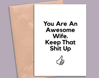 Funny Wife Greeting Card, Wife Anniversary Card, Wife Birthday Card, Wife Gift, Wife Gifts For Women, Wife Gift For Her, Wife Thank You