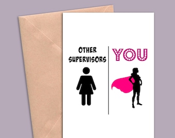 supervisor greeting card, supervisor gift, supervisor gift for her, supervisor gifts for women, funny supervisor birthday card