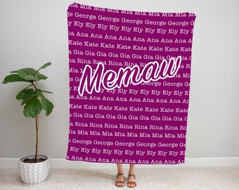 personalized blanket for memaw, memaw gift, memaw blanket, blanket for memaw, memaw blanket personalized, custom grandkids names