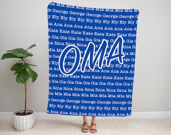 personalized blanket for oma, oma gift, oma blanket, blanket for oma, oma blanket personalized, custom grandkids names