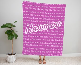 personalized blanket for mawmaw, mawmaw blanket, blanket for mawmaw, mawmaw blanket personalized, custom grandkids names blanket
