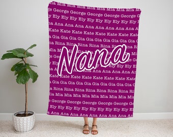 personalized blanket for nana, nana gift, nana blanket, blanket for nana, nana blanket personalized, custom grandkids names