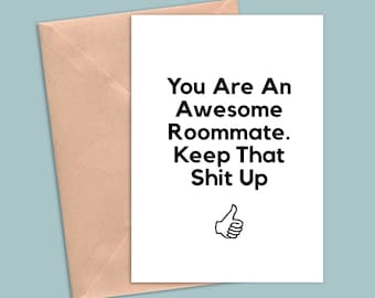 Funny Roommate Greeting Card, Roommate Birthday Card, Roommate Gift For Men, Roommate Thank You Gifts, Roommate Appreciation