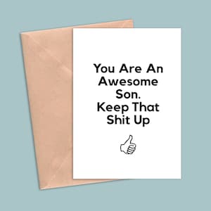 Card For Son, Son Card For Him, Funny Son Card, Son Birthday Card, Son Thank You Card, Son Card For Men