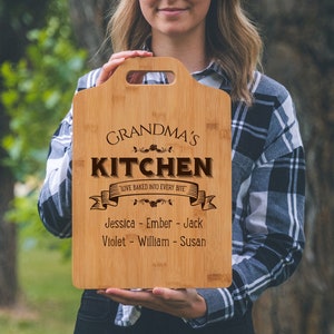 personalized grandma cutting board, gift for grandma, grandma's kitchen, grandma's cutting board, grandma's kitchen, mothers day image 1