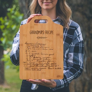 recipe cutting board, customized recipe cutting board, personalized cutting board recipe, recipe cutting board handwriting Vertical Etching