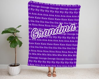 personalized blanket for grandma, grandma gift, grandma blanket, blanket for grandma, grandma blanket personalized, custom grandkids names