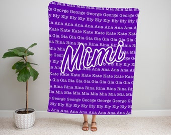 personalized blanket for mimi, mimi gift, mimi blanket, blanket for mimi, mimi blanket personalized, custom grandkids names