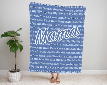 personalized blanket for mama, mama gift, mama blanket, blanket for mama, mama blanket personalized, custom kids names