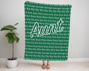 personalized blanket for aunt, aunt blanket, blanket for aunt, aunt blanket personalized, custom kids names blanket