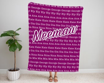 personalized blanket for meemaw, meemaw gift, meemaw blanket, blanket for meemaw, meemaw blanket personalized, custom grandkids names