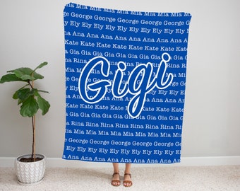 personalized blanket for gigi, gigi gift, gigi blanket, blanket for gigi, gigi blanket personalized, custom grandkids names blanket