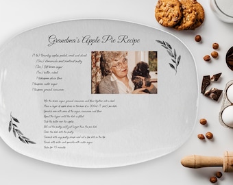 Personalized Handwriting recipe platter, mothers day gift, custom family recipe plate, birthday present for her, housewarming serving tray