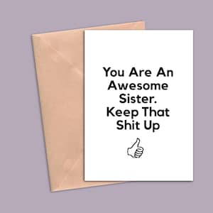 Card For Sister, Sister Card, Sister Card For Her, Funny Sister Card, Sister Birthday Card, Sister Card For Women