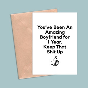 1 Year Anniversary Card For Boyfriend, 1st Anniversary Gift For Him, One Year Anniversary Cards, Funny 1 Year Greeting Card Men