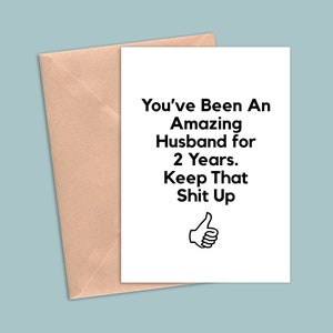 2 Year Anniversary Card For Husband, 2nd Anniversary Gift For Him, Two Year Anniversary Cards, Funny 2 Year Greeting Card Gift For Men image 1