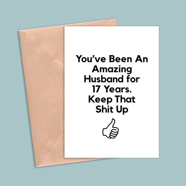 17 Year Anniversary Card For Husband, 17th Anniversary Gift For Him, Seventeen Year Anniversary Cards, Funny 17 Year Greeting Card Gift Men