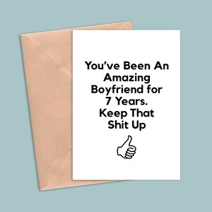 7 Year Anniversary Card For Boyfriend, 7th Anniversary Gift For Him, Seven Year Anniversary Cards, Funny 7 Year Greeting Card Men