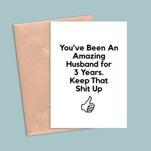 3 Year Anniversary Card For Husband, 3rd Anniversary Gift For Him, Three Year Anniversary Cards, Funny 3 Year Greeting Card Gift For Men