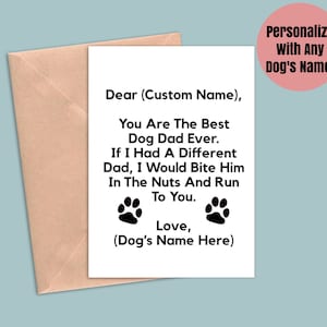 Dog Dad Card, Dog Card, Card For Dog Dad, Dog Dad Father'S Day Card, Funny Dog Dad Card