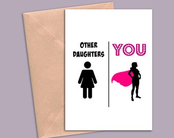 Card For Daughter, Daughter Card, Daughter Card For Her, Funny Daughter Card, Daughter Birthday Card, Daughter Card For Women