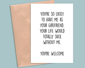 funny valentines card for boyfriend, funny valentines day card for him, valentines card for him