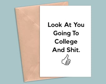 going to college greeting card, going to college card, college greeting card for him her, college congratulations