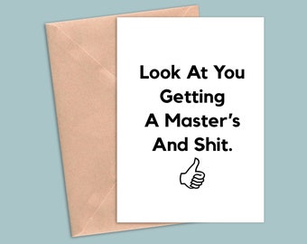 Funny Masters Degree Card, Masters Degree Greeting Card For Him Her, Masters Degree Gift, Masters Degree Congratulations