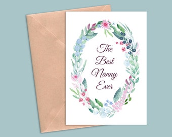 Card for nanny, birthday card for nanny, greeting card for nanny, nanny birthday card, nanny mother's day card, nanny card, mothers day card