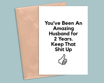 2 Year Anniversary Card For Husband, 2nd Anniversary Gift For Him, Two Year Anniversary Cards, Funny 2 Year Greeting Card Gift For Men