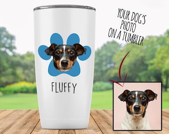 personalized dog gift, custom dog gift, custom dog tumbler, personalized dog tumbler, gift for dog mom, dog photo gift, dog picture gift