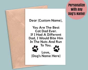 cat card, cat dad card, card for cat dad, cat father's day card, funny cat dad card