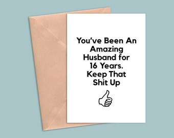 16 Year Anniversary gift For Husband, 16th Anniversary Gift For Husband, 16 year anniversary card for Husband
