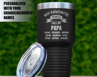 papa gift, gift for papa, personalized papa gifts, papa tumbler, papa travel mug, papa gift ideas for men, grandkids names